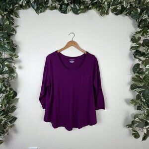 Lane Bryant Long Sleeve Scoop Neck Pocket Tee Purple Women’s Size 14/16
